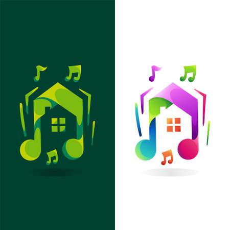 Music logo with house conceptのイラスト素材