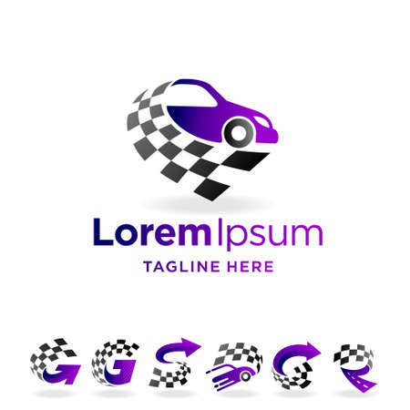 racing flag logo set with multiple conceptのイラスト素材