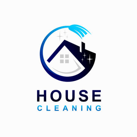 house cleaning logo with broom conceptのイラスト素材