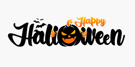happy halloween lettering, happy halloween logoのイラスト素材