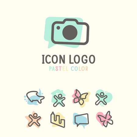 icon logo set with pastel color concept