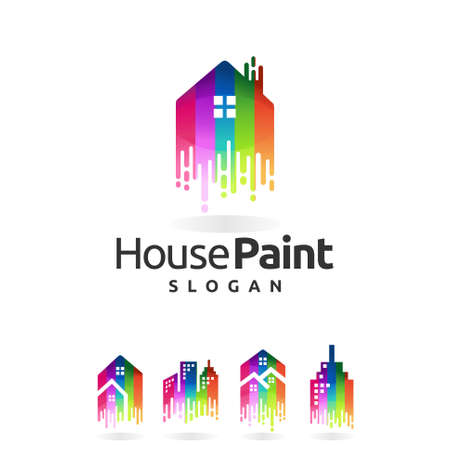 house paint logo with rainbow color conceptのイラスト素材