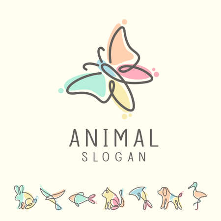 Animals logo with pastel color conceptのイラスト素材