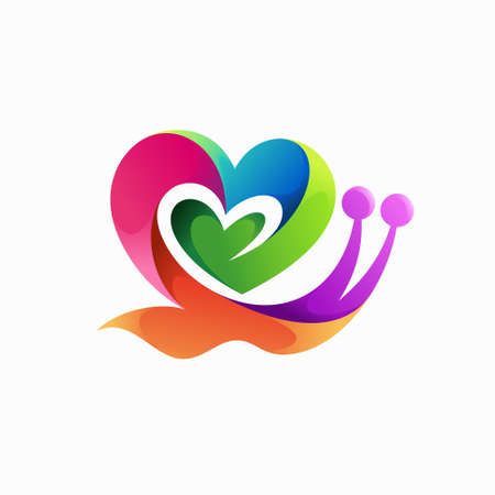 snail logo with love conceptのイラスト素材