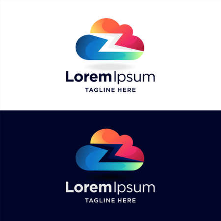 thunder cloud logo with gradient color conceptのイラスト素材