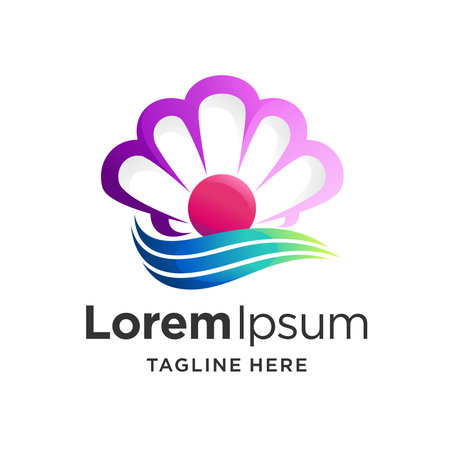 shell logo with pearl conceptのイラスト素材