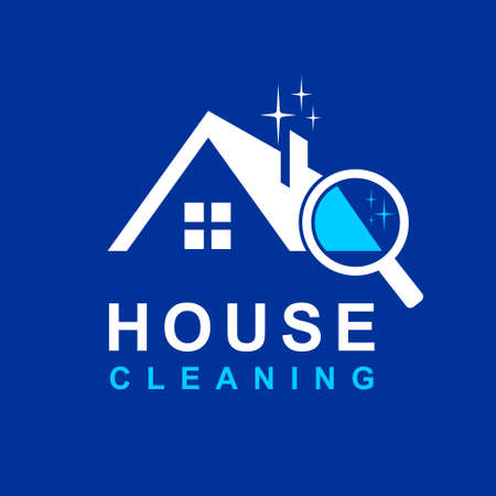 house cleaning logo with magnifying glass conceptのイラスト素材