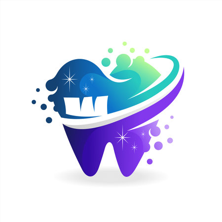brushing teeth logo with gradient color conceptのイラスト素材