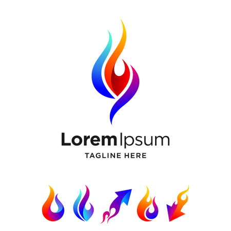 fire logo set with multiple conceptのイラスト素材