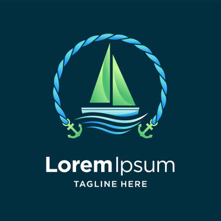 sailing boat logo with anchor conceptのイラスト素材