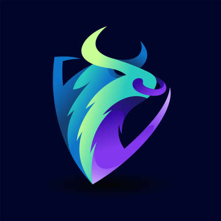 bull logo with shield conceptのイラスト素材