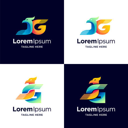 Eagle logo with letter J and G conceptのイラスト素材