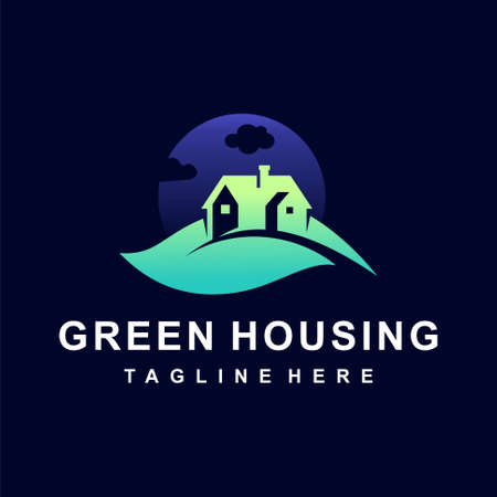 house logo with leaf conceptのイラスト素材