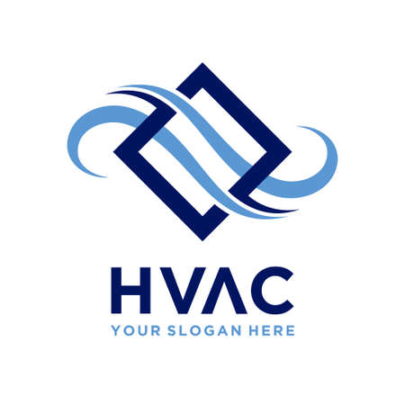 HVAC logo with window and wind conceptのイラスト素材