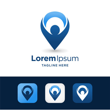 people logo with pin location conceptのイラスト素材