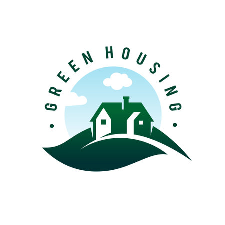 green housing logo with leaf conceptのイラスト素材