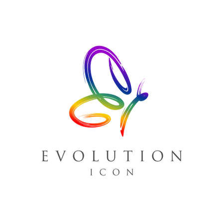 evolution logo with butterfly conceptのイラスト素材