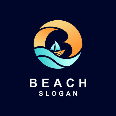 Beach logo with circle conceptのイラスト素材