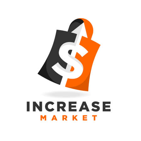increase logo with market conceptのイラスト素材