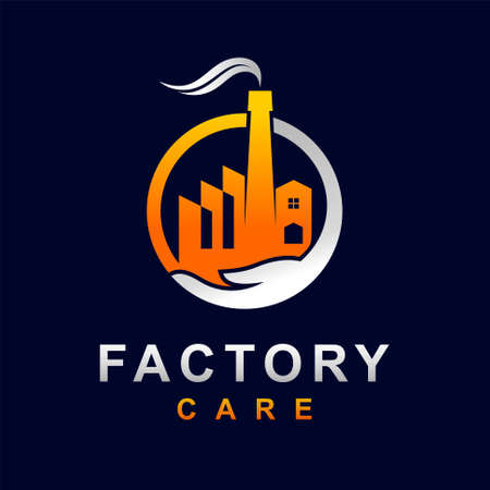 factory logo with hand conceptのイラスト素材