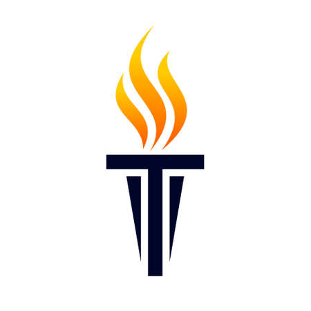 letter T logo with torch conceptのイラスト素材