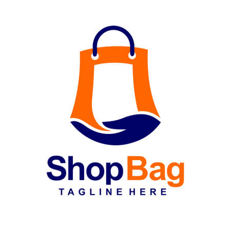 shop bag logo with hand conceptのイラスト素材