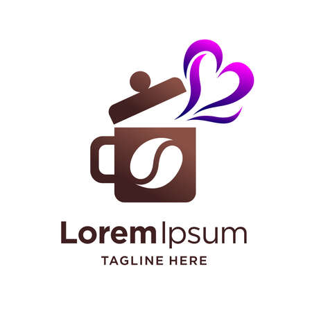 coffee cup logo with love conceptのイラスト素材