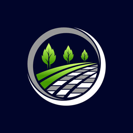 landscaping logo with circle conceptのイラスト素材