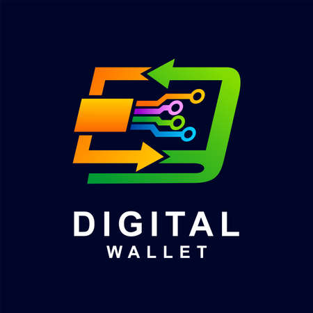 digital wallet logo with arrow conceptのイラスト素材