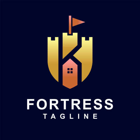 fortress logo with letter K conceptのイラスト素材
