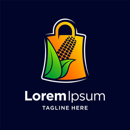 corn market logo with bag conceptのイラスト素材