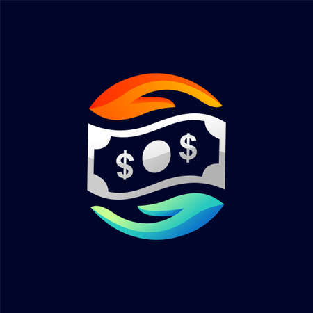 money exchange logo with hand conceptのイラスト素材