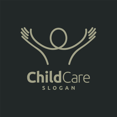 Child care logo with line art conceptのイラスト素材