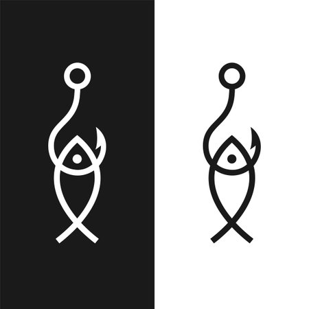 Hook with fish logo designのイラスト素材