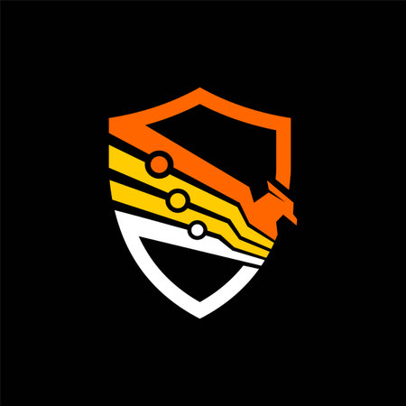 Cyber security logo with eagle conceptのイラスト素材