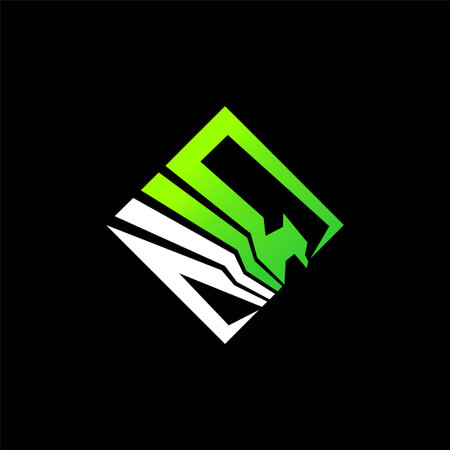 Cyber bird logo with square conceptのイラスト素材
