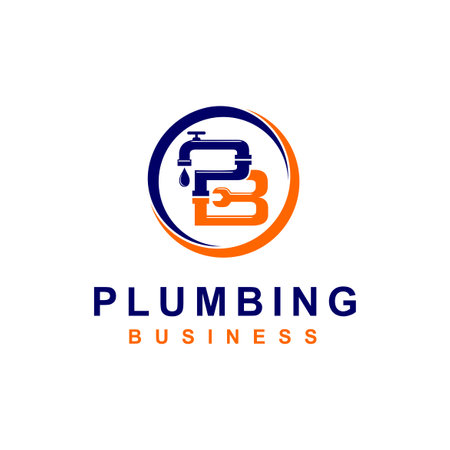 Plumbing logo with letter P and B conceptのイラスト素材