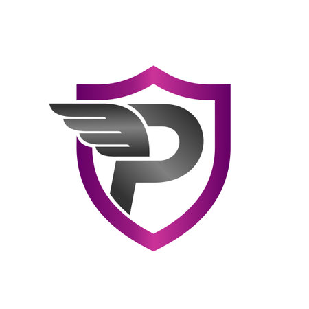 P wings logo, shield wings logoのイラスト素材