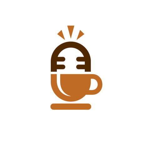 coffee and podcast logoのイラスト素材