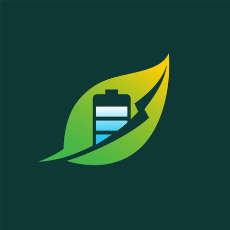 leaf logo with battery conceptのイラスト素材