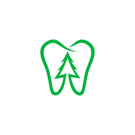 dental logo with Pine trees conceptのイラスト素材