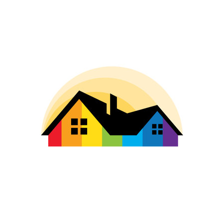 real estate logo with paint wall conceptのイラスト素材