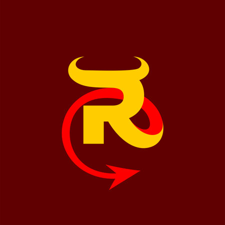 Red Devil logo with letter Rのイラスト素材