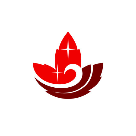 Red maple logo with sparkle conceptのイラスト素材