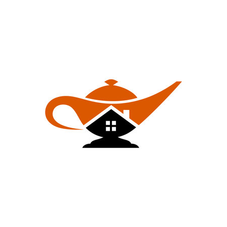 magic teapot logo with house conceptのイラスト素材