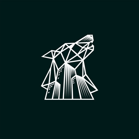 Wolf geometric logo with building concept