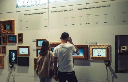 Warsaw. Poland. 03.27.2022. Auto guide to the history of the Internet in Copernicus Science Centre.のeditorial素材