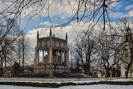 Warsaw, Poland- 04.03.2022: Mausoleum of Stanislaw and Aleksandra Potocka in Wilanow Park.のeditorial素材