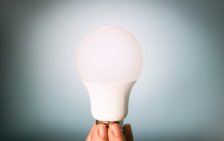 Woman hand hold incandescent. An Energy saving concept