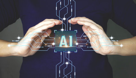 AI , Artificial Intelligence network. Digital chatbot, robot application, AI generate. a Futuristic...